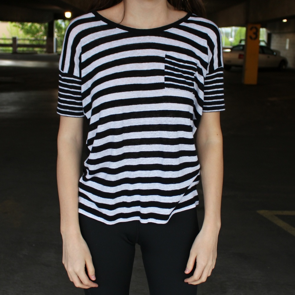 Old Navy Black and White Striped T-Shirt